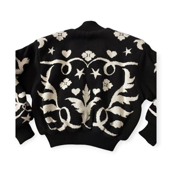 Hayley Menzies Black Belle Starr Jacquard Bomber Jacket, Size‎ L - Picture 13 of 16